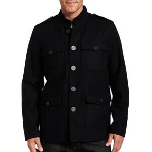 Vintage 2000s Kenneth Cole Reaction Black Velvet Military Jacket XXL